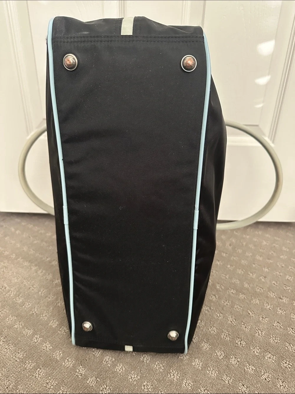 Vintage Puma black duffel bag with light blue trim